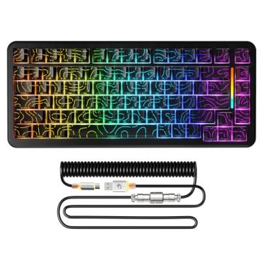Imagem de MAMBASNAKE M82 HE Hall Effect Magnetic Switch 75% Rapid Trigger Gaming Keyboard 8KHz Magnetic Keyboard with 0.01mm RT Accuracy, Support RT/Snap Tap/DKS with RGB Lighting Coiled Cable-Black Contour