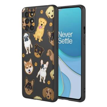 Imagem de HTXWXJC Capa de telefone para OnePlus 8T, OnePlus 8T Plus/OnePlus 9R KB2007 LE2101 Capa à prova de choque flexível bumper TPU capa macia com padrão de cachorro para OnePlus 8T Black Dog