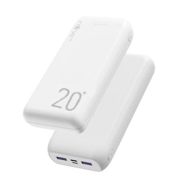 Imagem de Power Bank 20000mAh, Carregador Portátil com Carga Rápida, Led Indicador de Bateria, Bateria Portatil para Dispositivos iOS e Android, USB, Type-C, Branco