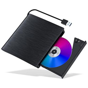 Imagem de YUNINFANG Unidade externa de CD/DVD para laptop Gravador USB 3.0 +/-RW Leitor de DVD portátil CD ROM Writer Reader Plug & Play para Windows Mac Linux PC (tudo em 1)