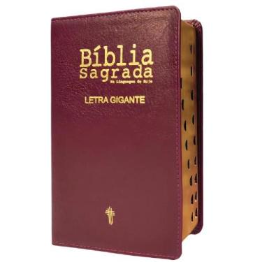 Imagem de Bíblia sagrada  letra gigante  ntlh  capa de luxo vinho  com índice  c
