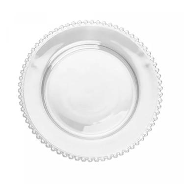 Imagem de Jogo com 6 Pratos Rasos de Cristal Wolff Transparente Pearl Bolinha – 28 cm | Elegância e Sofisticação para sua Mesa