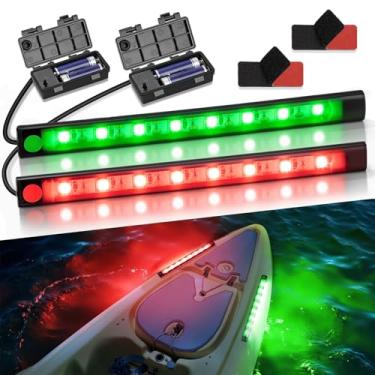 Imagem de Botepon Luzes de navegação LED alimentadas por bateria para barcos, luzes de caiaque à prova d'água IP67 para caiaque noturno, luz de navegação de caiaque por 2 pilhas AA, bote, luz de prancha de remo