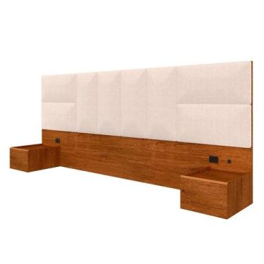 Imagem de Cabeceira Suspensa Cama Queen Friburgo C/led Fre/bouclé Off White - Ma