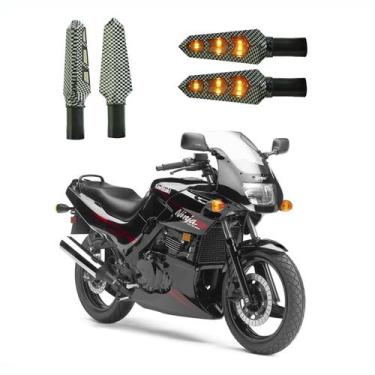 Imagem de KIT 4 Luz Seta Esportiva Pisca Led de Carbono Modelo P03 Moto NINJA 50