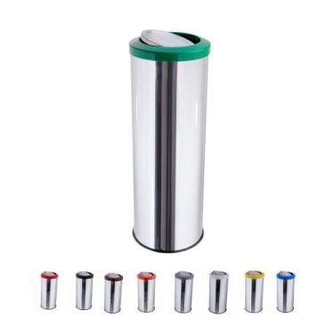 Imagem de Lixeira Inox Com Tampa Basculante Lixeira Grande 50 Litros - CM Design