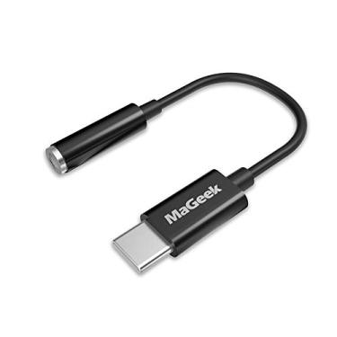 Imagem de Adaptador de fone de ouvido MaGeek tipo C para 3,5 mm, adaptador de fone de ouvido tipo C, adaptador auxiliar para iPad Pro/Google Pixel/Pixel 2/2XL/3/Huawei/Samsung S10 S9/OnePlus e mais, 1-Pack_Black