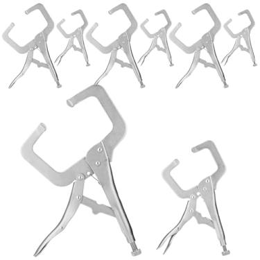 Imagem de Yexiya 8 peças de grampo C de 28 cm e 15 cm, alicate de travamento ajustável, braçadeira de soldagem, liga de aço resistente com ponta regular para marcenaria, casa, fazenda