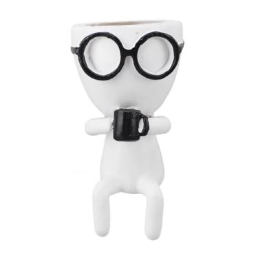 Imagem de Vasos de plantas em forma humana fofo e peculiar vaso de flores humanóide decorativo de resina suculenta para quarto, escritório, mesa, dormitório, sala de estar, decoração de casa (C)