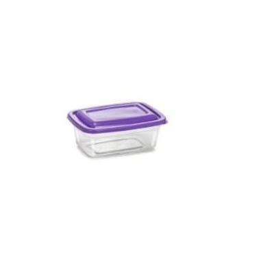 Imagem de Kit De 10 Potes 1 Litro Transparente - Tampa Colorida Marmita, Vasilhas, Freezer Microondas (10 Tampa Roxa)