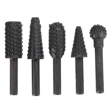 Imagem de Kit 5 Lima Rotativa Para Madeira Acabamento Haste 6Mm