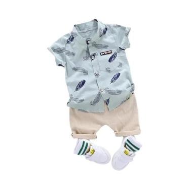 Imagem de Camisa Bebê Manga Curta com Estampa de Penas - Verão (0 a 3 anos), 9-1