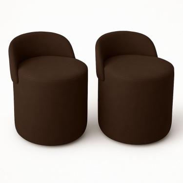 Imagem de Kit 2 Puff Orgânico Encosto Suede Redondo Quarto Sala Estar Marrom