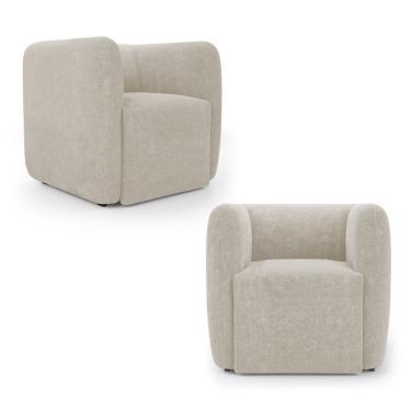 Imagem de Kit 02 Poltronas Decorativas Living Maya Bouclé Bege - Desk Design