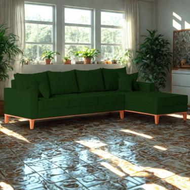 Imagem de Sofá 4 Lugares Beny Com Chaise Direito Suede Verde