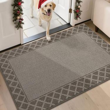Imagem de BEQHAUSE Tapete de porta antisujeira antiderrapante tapete de entrada absorvente tapete de boas-vindas discreto lavável tapete de porta frontal para patas enlameadas, entrada, corredor, 81 cm x 122 cm