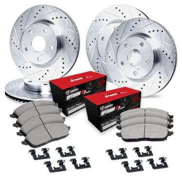 Imagem de R1 Concepts Freios dianteiros e traseiros e rotores | Hardware incluído| Kit de pastilhas de freio e rotores dianteiros e traseiros OEp | Serve para Lincoln Continental 1982-1987; Lincoln Mark VII