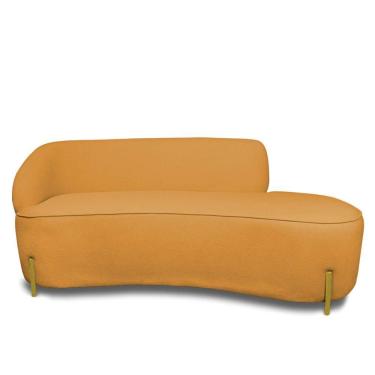 Imagem de Sofá 3 Lugares Orgânico 180cm Pé Ferro Dou Morgan Bouclê L01 - D'rossi Cor Mostarda