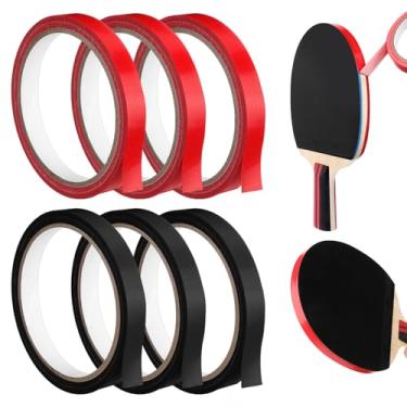 Imagem de Soulchen 6 peças de fita lateral de raquete de tênis de mesa para proteger as bordas de sua borracha e fita protetora borda de pá inclui preto e vermelho largura 12 mm Um rolo vem em 10 m (20 raquetes