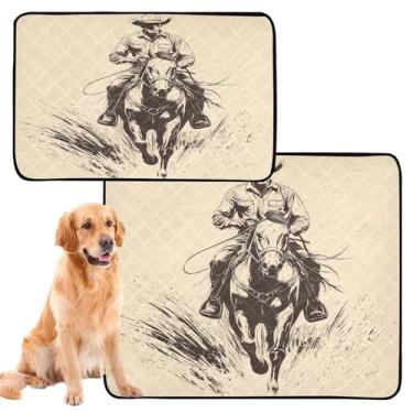 Imagem de CEBUGI Almofadas de xixi laváveis para cães, pacote com 3, almofadas impermeáveis para filhotes de cachorro, antiderrapantes, à prova de vazamento, para cercadinho, cama de cowboy