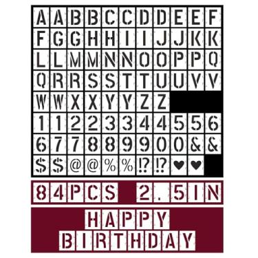 Imagem de UrBestChoose Pacote com 2 estênceis de letras para pintura – Kit reutilizável de 84 peças de estêncil de alfabeto e número – Modelos de plástico interligados para placas de bricolage, tecido, madeira