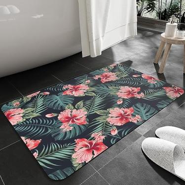 Imagem de Iprokiu Tapete de banho com flores, antiderrapante, bem-vindo, interior, exterior, tapete de entrada absorvente, tapete de entrada, tapete lavável para cozinha, pátio, varanda, garagem (60 cm x 40 cm