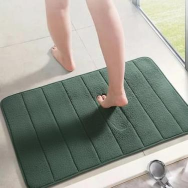 Imagem de Tapete de Banheiro Antiderrapante Super Soft - Tapete Macio e Absorvente, Base Antiderrapante para Banheiros 60x40 - Myzup (Verde Escuro)