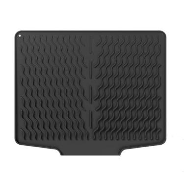 Imagem de TARSHYRY Esteira de Secagem de Prato de Silicone, Esteira de Balcão de Cozinha Antiderrapante Com Borda de Drenagem para Pia, Canais Ondulados, Calor Dobrável, Máquina de Lavar Louça (Preto)