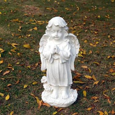 Imagem de VANZUNE Estatueta de anjo orando estátua de anjo branco sereno para decoração de casa para decoração espiritual presente de bênção