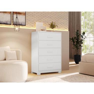 Imagem de Comoda Brilhante 5 Gavetas Armário Para Quarto E Sala Grana - São Migu