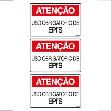 Imagem de Combo 3 Placas De Sinalização Atenção Uso Obrigatório De Epi's 30x20 E