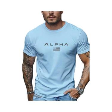 Imagem de Camiseta Masculina De Verão Em Algodão Casual Solta De Cores Sólidas C