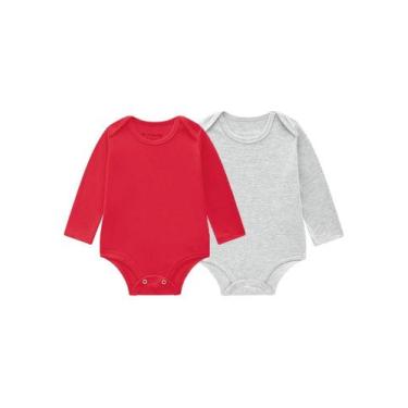 Imagem de Kit de bodies bebê unissex com cor lisa Brandili Baby-Vermelho, P, Ver