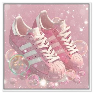 Imagem de Art Remedy Bubble Pop Sneakers II Canvas Girl Sapatilhas estampadas, moldura branca, 40,6 cm x 40,6 cm