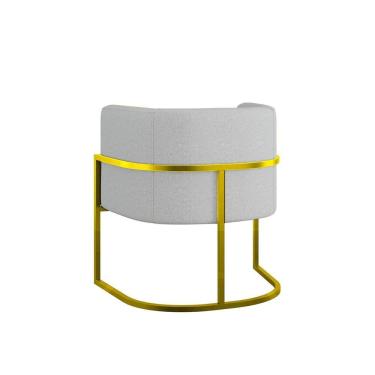 Imagem de Kit 02 Poltronas Lua Sala Decorativa Base Ferro Gold Bouclê Cinza