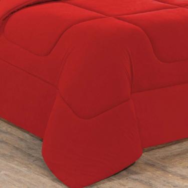 Imagem de Kit Edredom + Jogo De Lençol Malha 100% Algodão Gran Moratta 4 Peças Solteiro - Vermelho/Vermelho