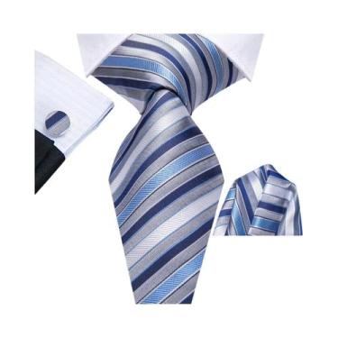 Imagem de Conjunto De Gravata, Abotoaduras E Lenço De Bolso Masculino Para Casam