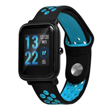 Imagem de Pulseira De Silicone Para Amazfit Bip Xiaomi 20mm Nova Fecho Invertido (Preto com Azul)