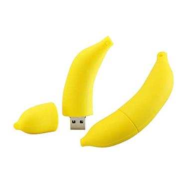 Imagem de 128GB Pen Drive USB em forma de banana USB Memory Stick USB Stick Memory Stick Pen Drive U Disk Pen Drive 2.0 Dispositivo USB com corrente (amarelo)