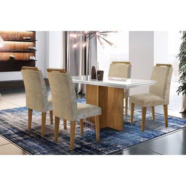 Imagem de Conjunto: Mesa Sala Jantar Berlim Tampo c/Vidro 120cm Canto Reto + 4 Cadeiras Athenas Imbuia/Chocolate - Rufato