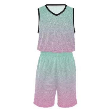 Imagem de Camiseta de basquete branca Navajo, ajuste confortável, camiseta de futebol 5T a 13T, Glitter rosa turquesa, P