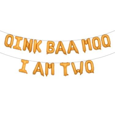 Imagem de Multicolor Oink Baa Moo I am Two Balloons Moo Moo I am Two Balloons Farm 2nd Birthday Decoration Barnyard 2nd Birthday Decoration Holy Cow I am Two Decoration (OINK BAA MOO I AM TWO Orange)