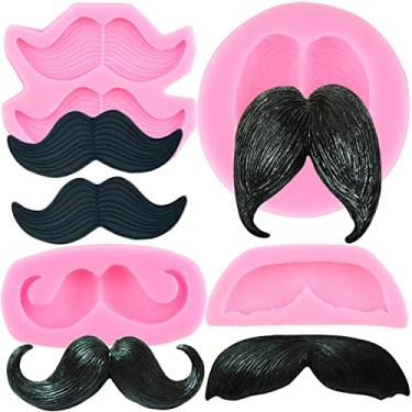 Imagem de Mujiang Molde de fondant Dia dos Pais Bigode Barba Moldes de Silicone para Decoração de Bolos de Cupcake Doces Chocolate Goma Conjunto de 4