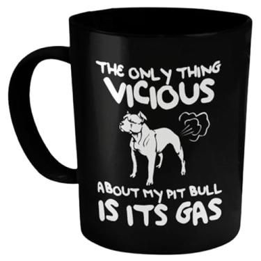 Imagem de Caneca engraçada Pit Bulls - The Only Thing Vicious About My Pit Bull Is Its Gas - Canecas de cachorro engraçadas - Presente de cachorro engraçado