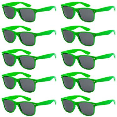 Imagem de Got Shades Óculos de sol unissex unissex dos anos 80 100% UV para adultos - pacote com 10 - com dobradiças flexíveis, Kryptonite Green | Fumê, One Size Fits All