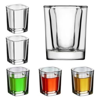 Imagem de eispap Conjunto de 6 peças de copos de shot de 59 ml, copos transparentes a granel com barra de base pesada, copos quadrados de vidro para vodka tequila, uísque (6)