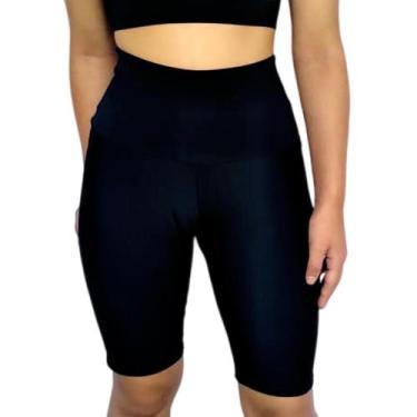 Imagem de Bermuda Feminina Justa Cós Cintura Alta Lisa Suplex Pp Ao Plus Size - 