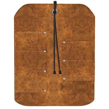 Imagem de Suporte de rolo de ferramentas UJ Ramelson, bolsa de bolso dobrável durável para cinzéis, martelos, goivas e mais (5 bolsos, couro)