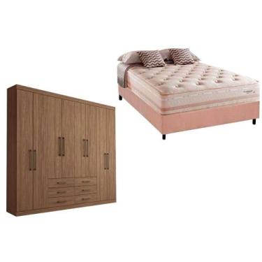 Imagem de Cama Box Casal + Colchão Scotland Herval + Guarda Roupa Master 8.6 Ata