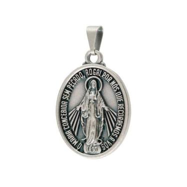 Imagem de Medalha de Nossa Senhora das Graças Prata Velha Grande - Aramon 